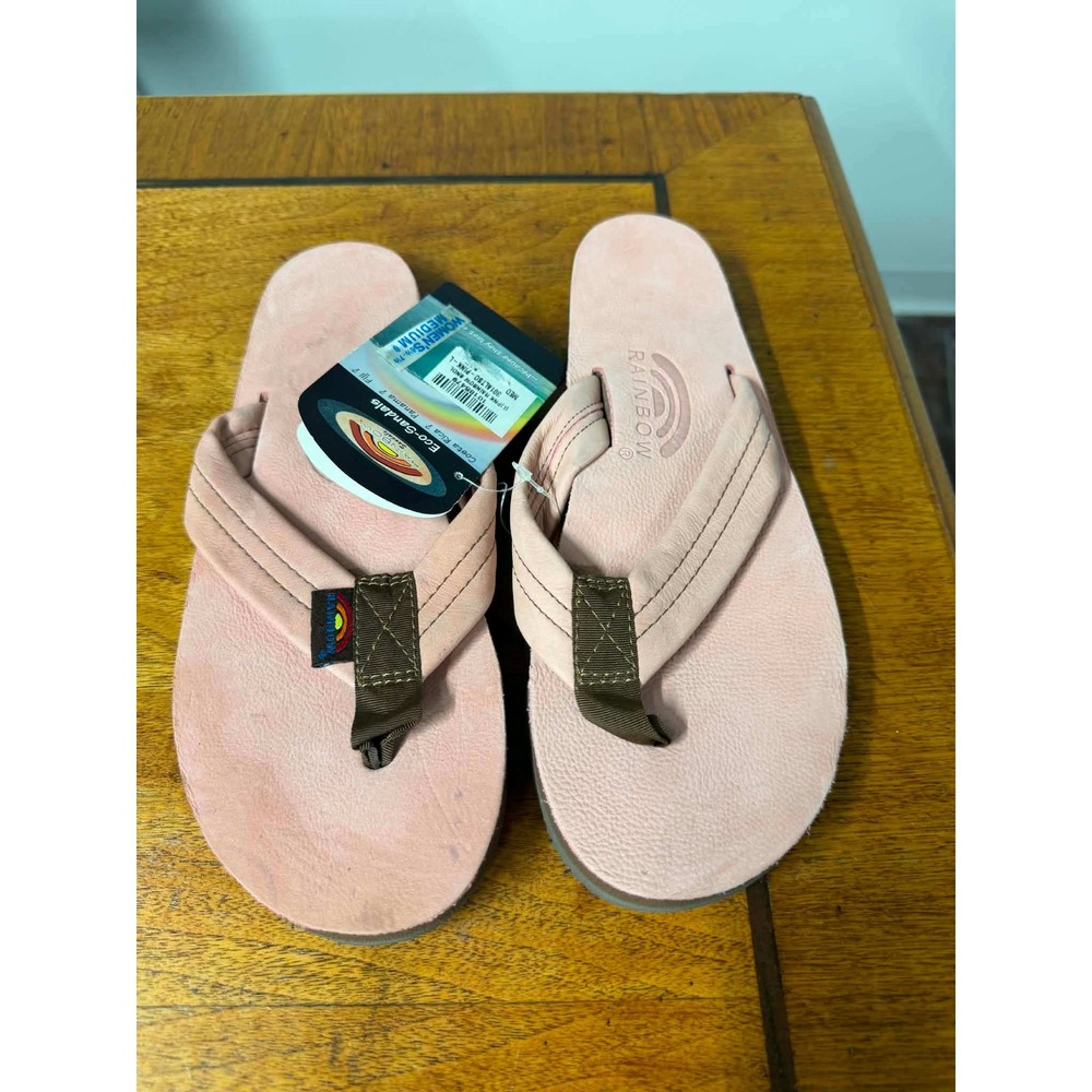 Rainbow Womens M 6.5-7.5 Pink Sandals 301ALTS0 Leather Flip Flop Eco-Sandals